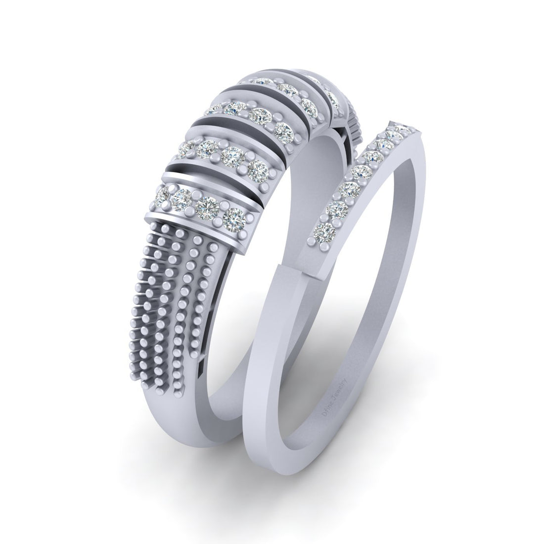 SILVER DIAMOND PROMISE RING SET