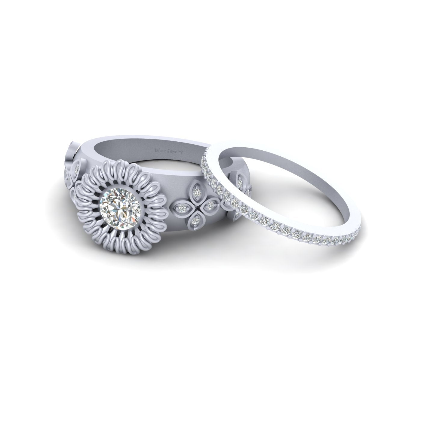 FLORAL ENGAGEMENT RING SET