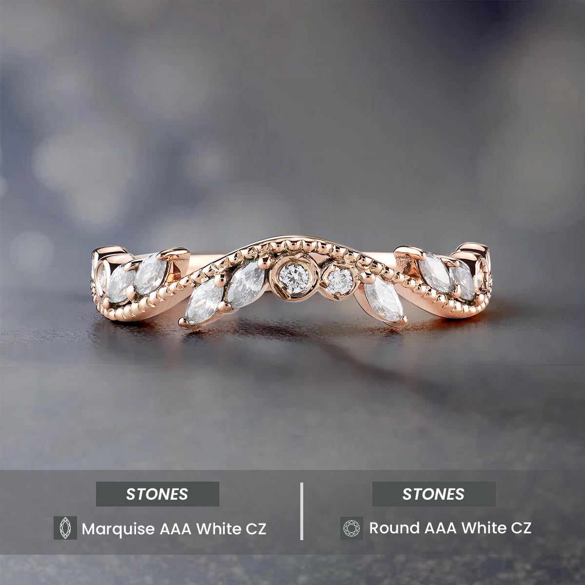 Enhancer Wedding Band For Women Curved Stack AAA CZ Marquise