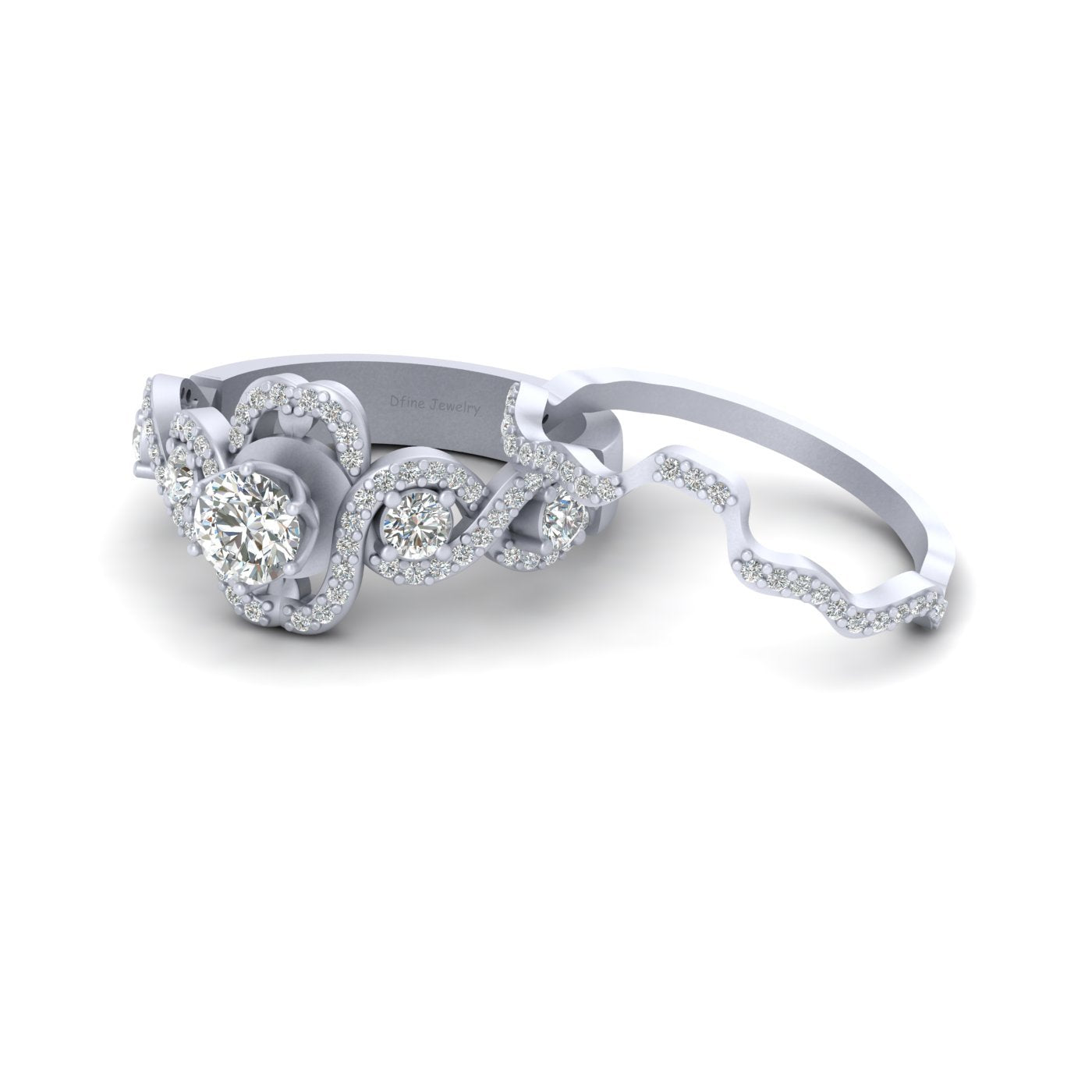 MOISSANITE 5 STONE ENGAGEMENT RING SET