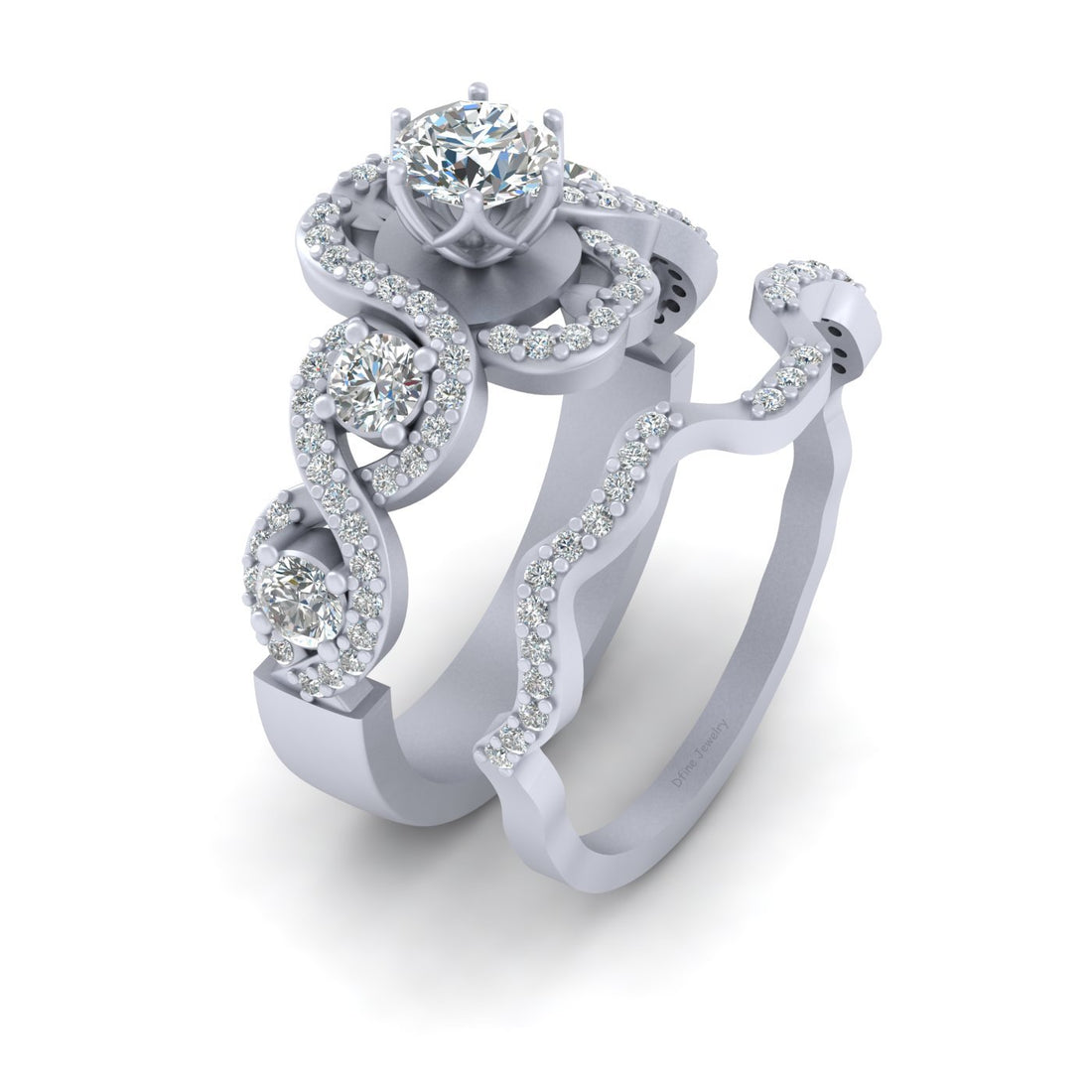 MOISSANITE 5 STONE ENGAGEMENT RING SET