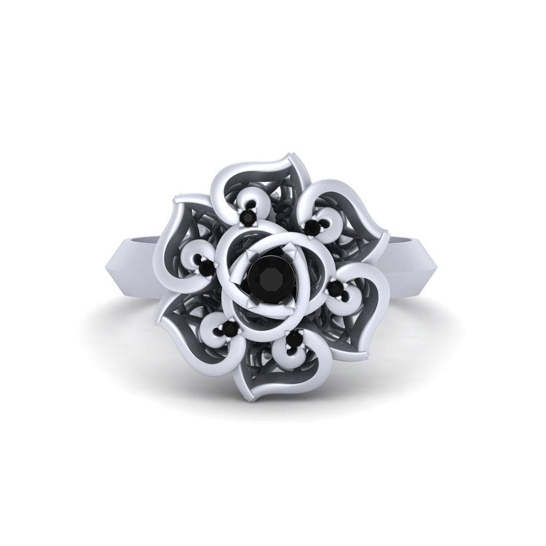 WHITE GOLD FLORAL WEDDING RING