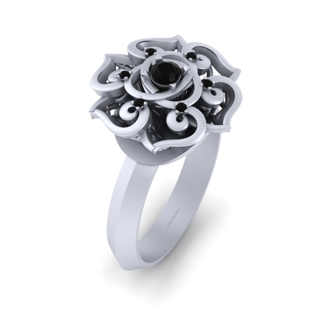WHITE GOLD FLORAL WEDDING RING