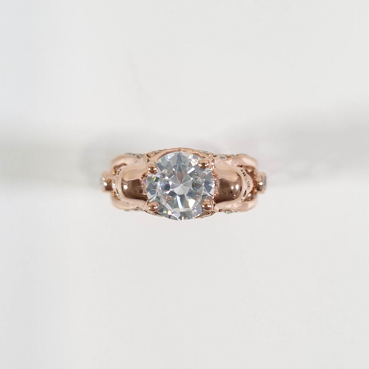 Rose Gold Diamond Skull Ring Mesh Gothic Skull Engagement Ring