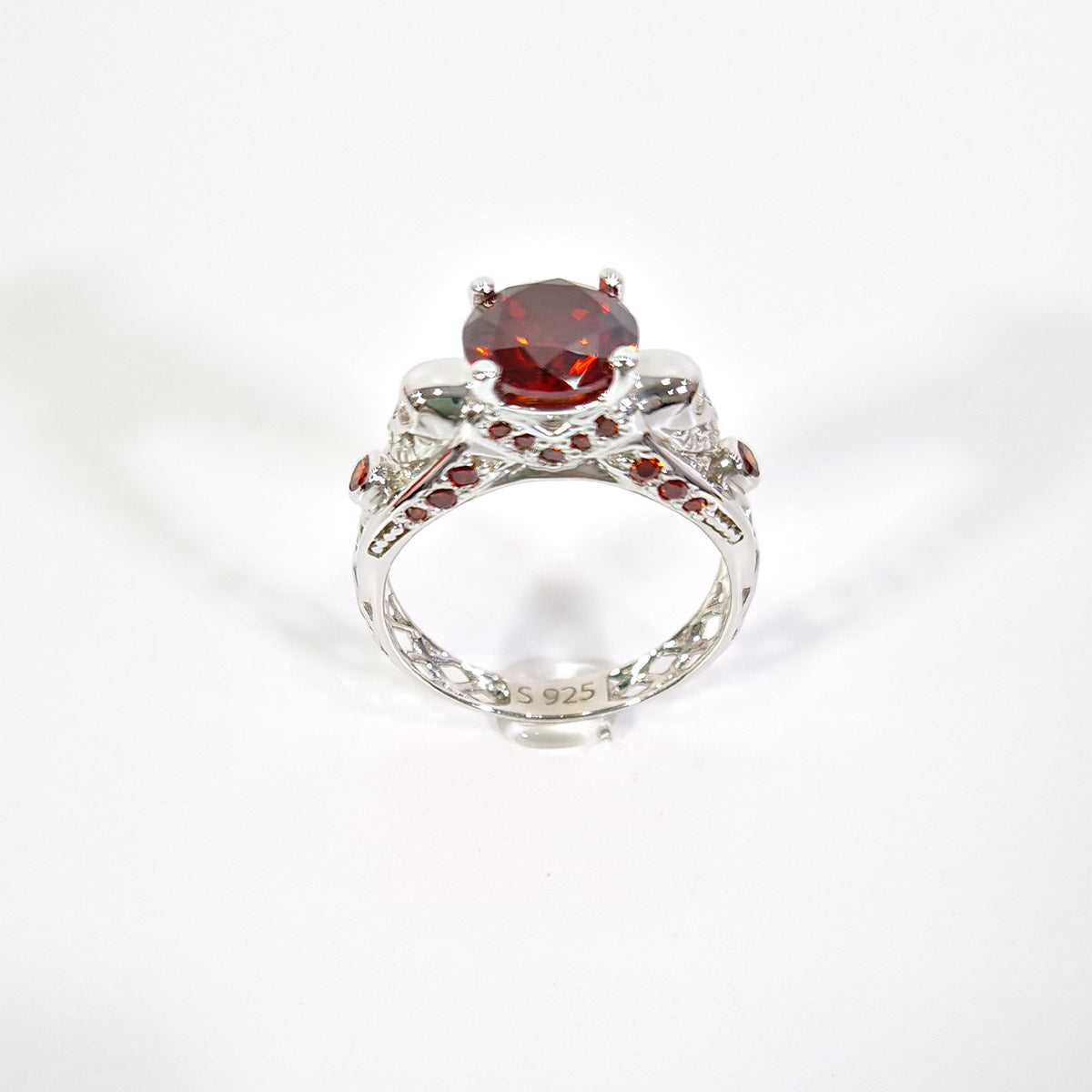 Garnet Skull Engagement Ring Mesh Gothic Skull Ring Womens