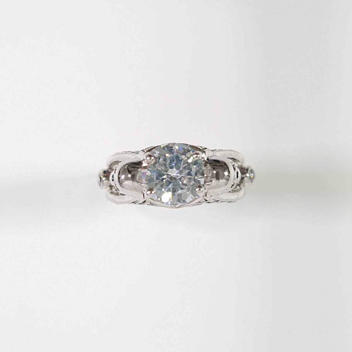 Diamond Skull Engagement Ring Silver Skull Ring Mesh Gothic