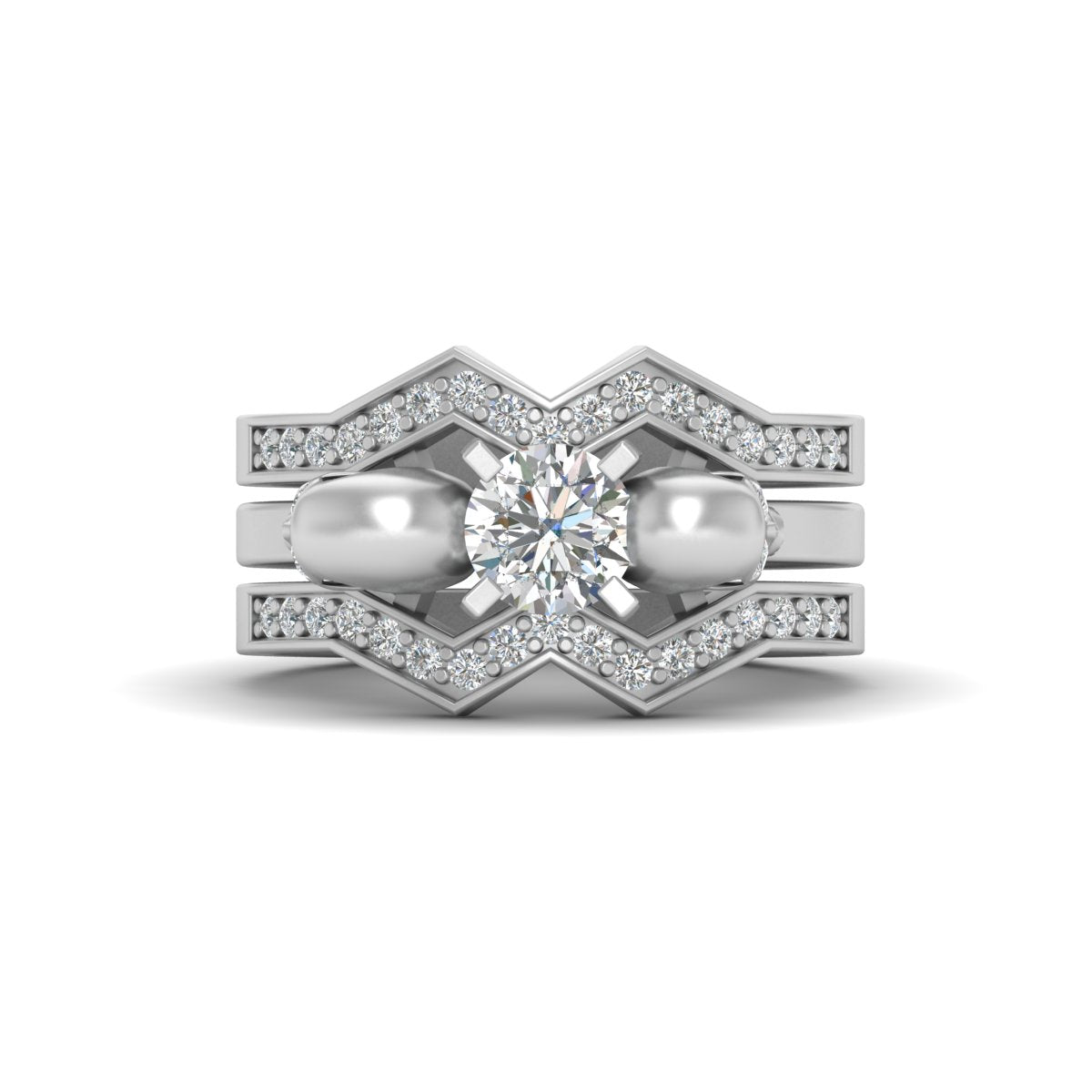 DIAMOND SKULL ENGAGEMENT RING SET