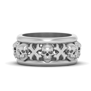 Skull Wedding Band For Men Skull and Crossbones Band Badass