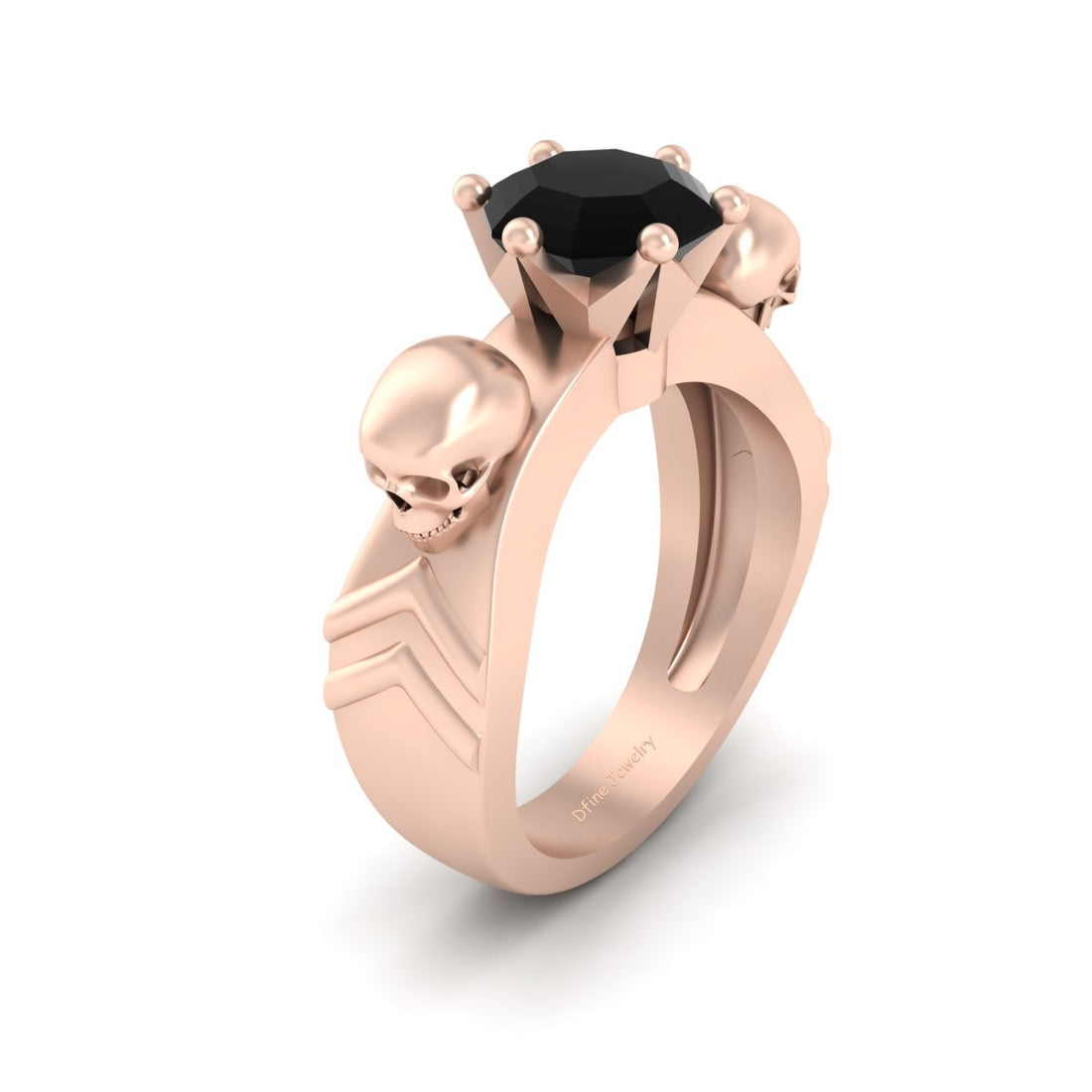 Octagon Onyx Skull Wedding Ring