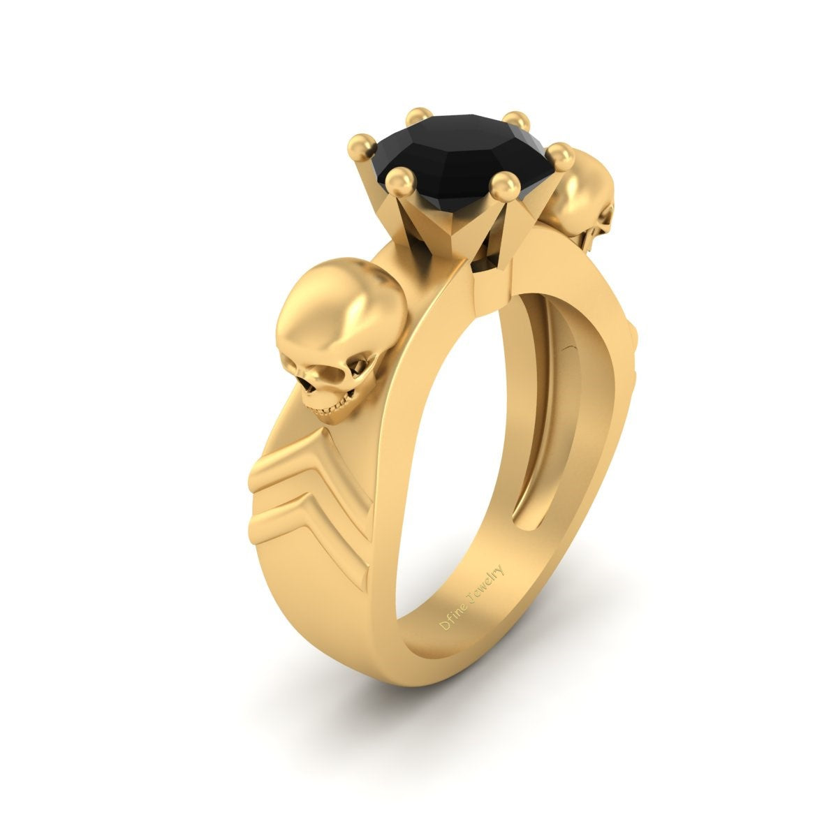 Octagon Onyx Skull Wedding Ring