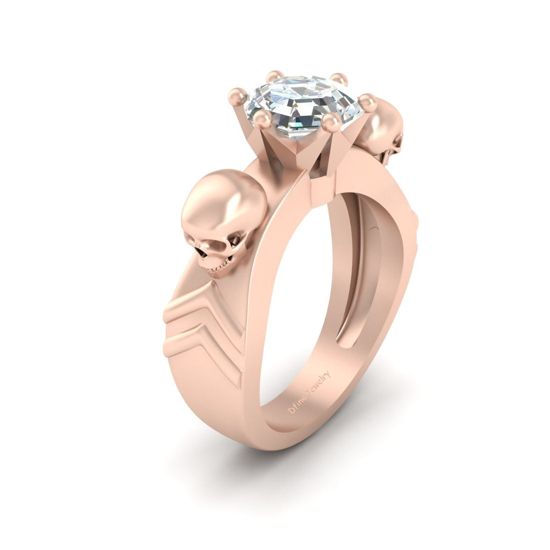 Octagon Diamond Skull Engagement Ring