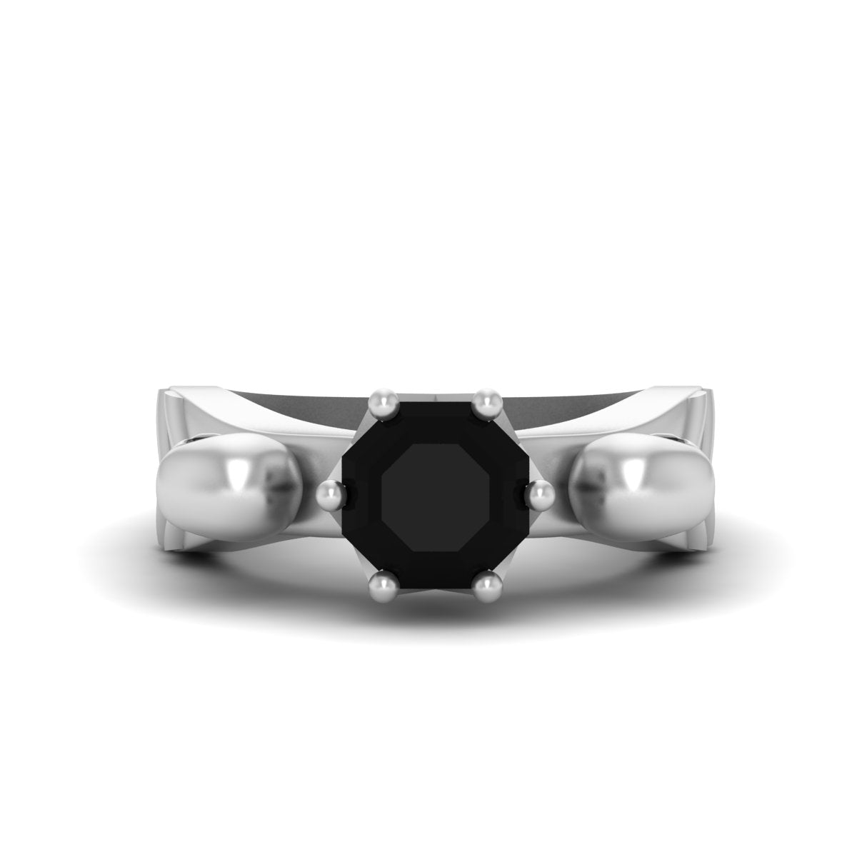 Octagon Onyx Skull Wedding Ring