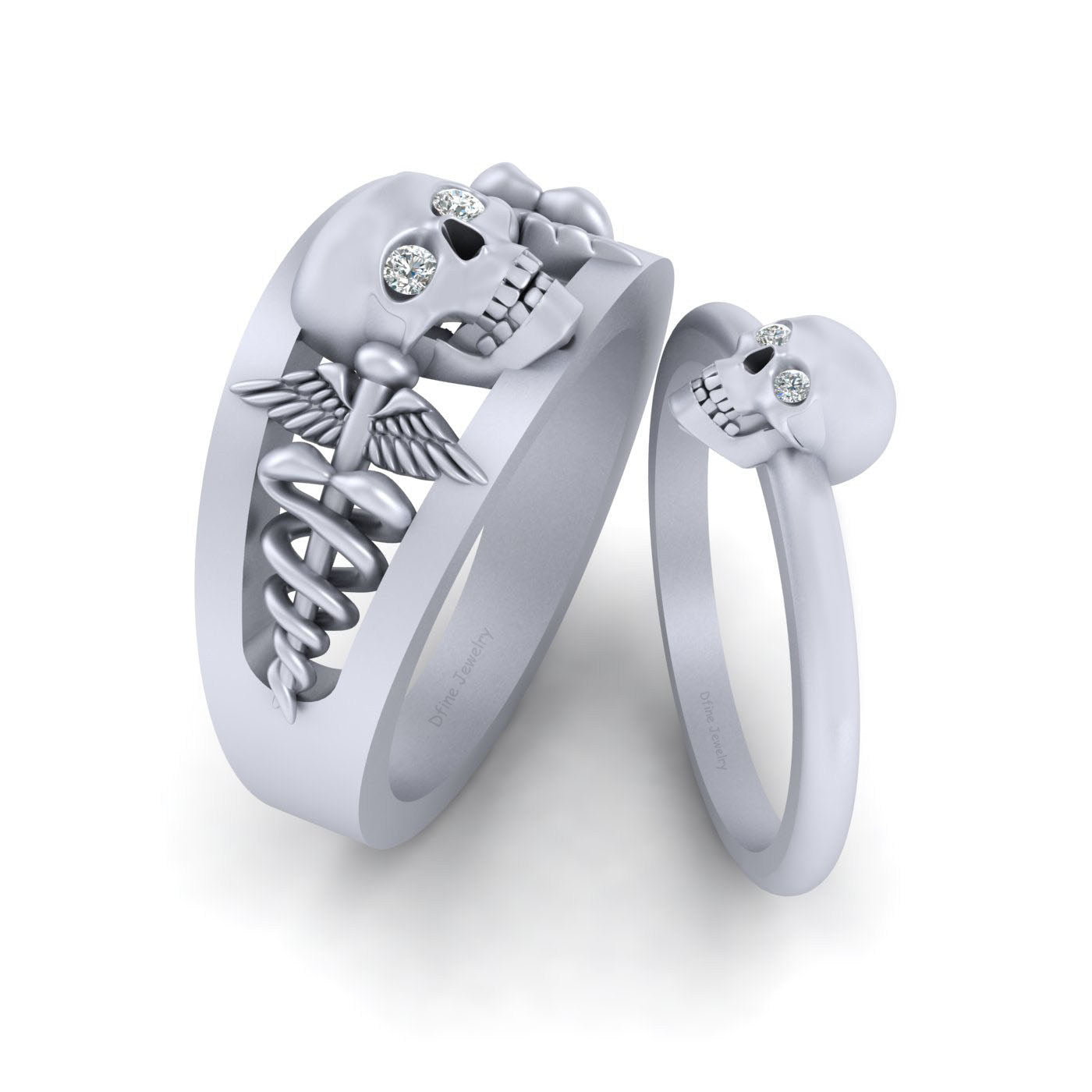 Skull Doctor Logo Wedding Rings