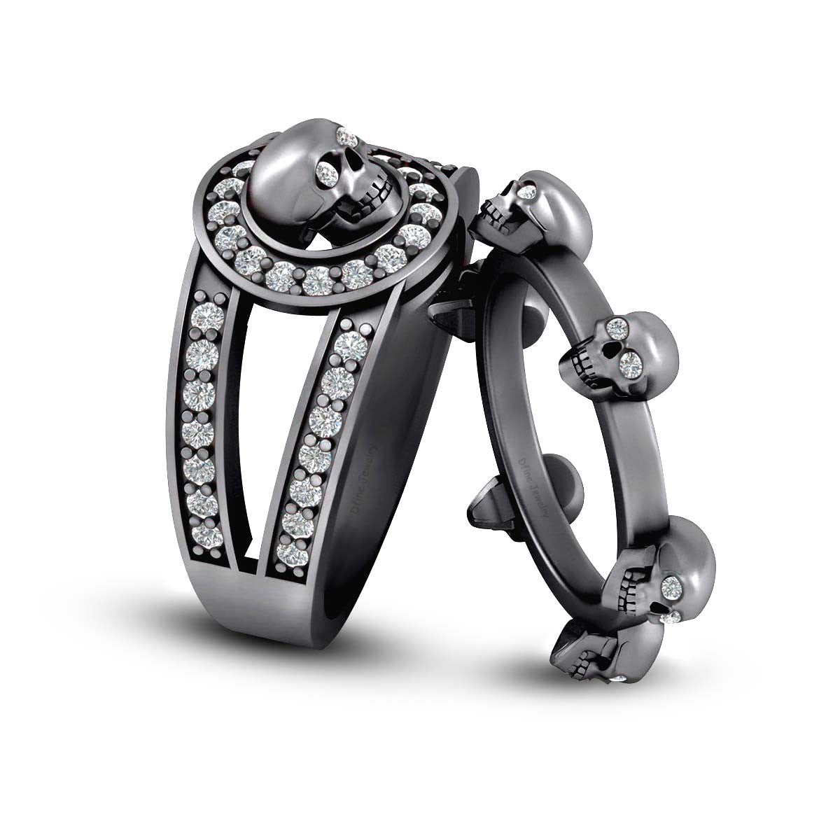 DIAMOND SKULL WEDDING BANDS