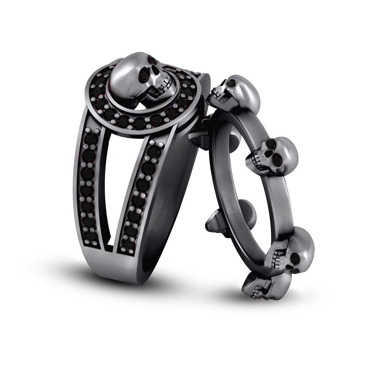 HIS AND HER SKULL WEDDING BANDS