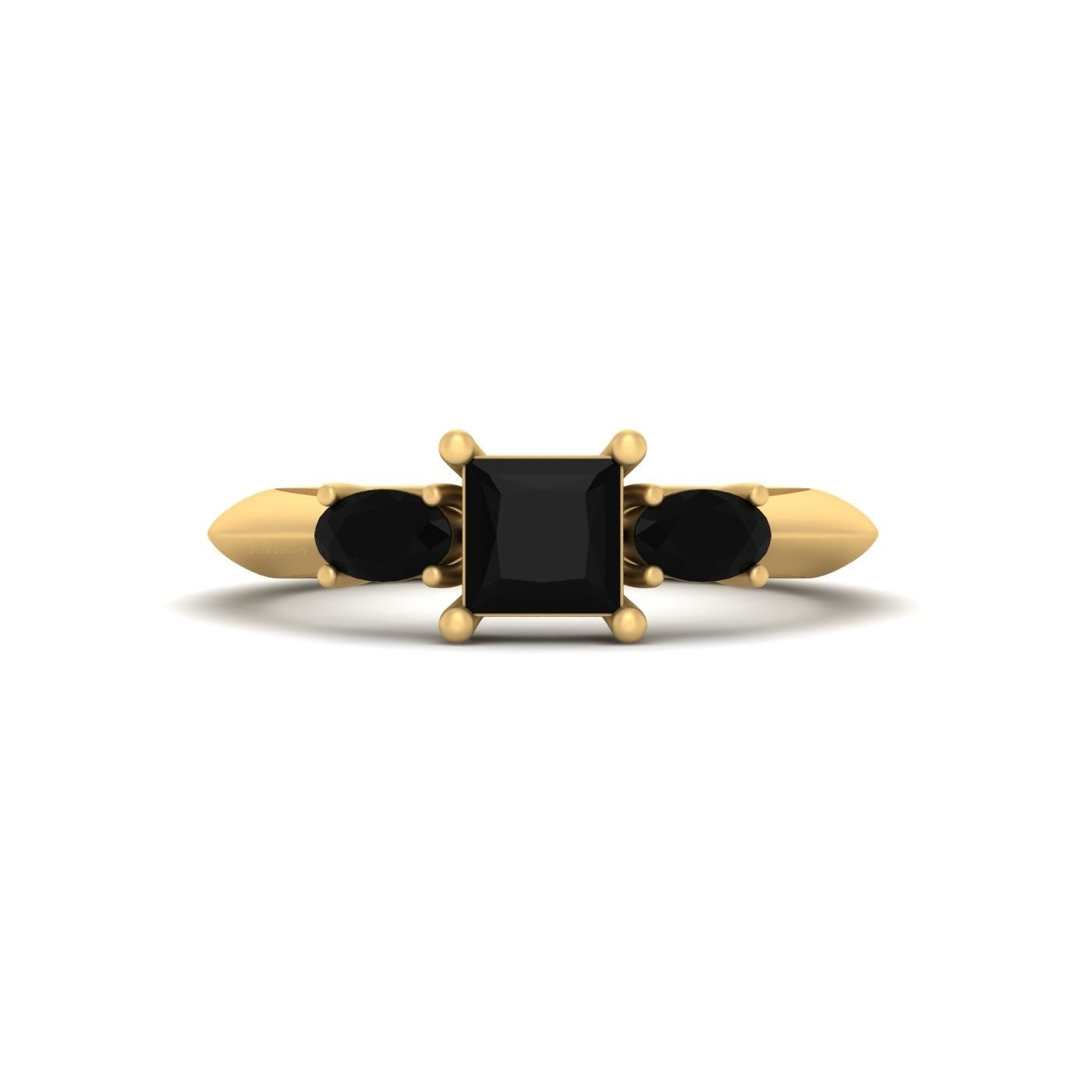 3 Stone Onyx Engagement Ring