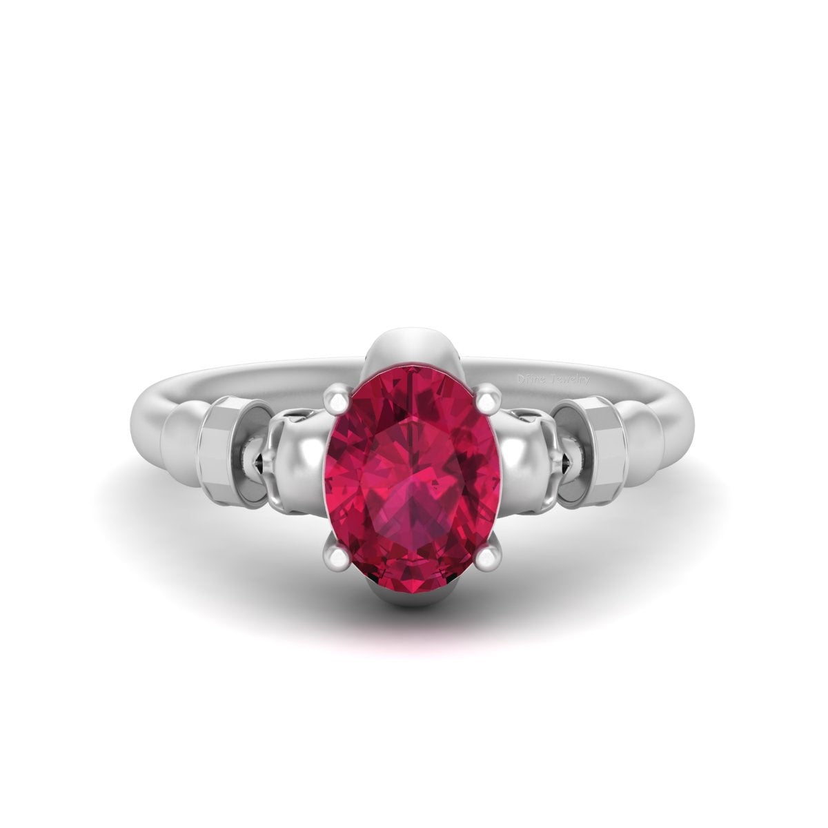 1.50CT Ruby Skull Wedding Ring