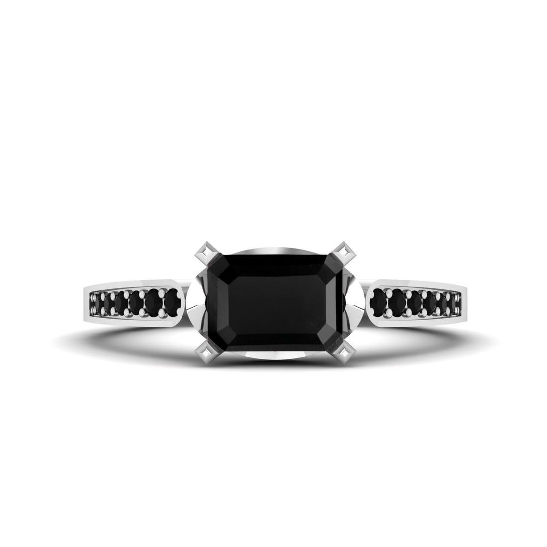RADIANT CUT ONYX ENGAGEMENT RING