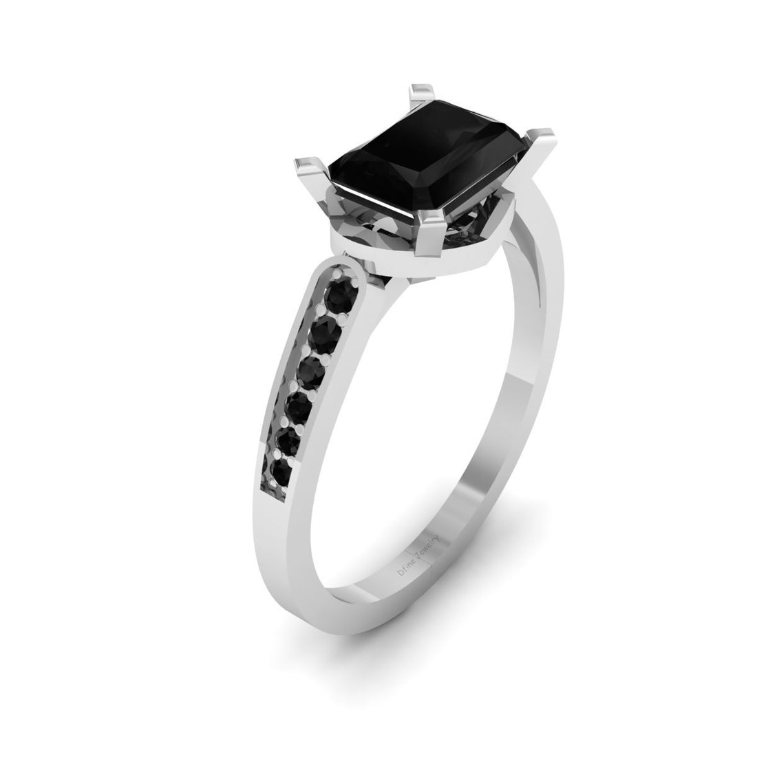 RADIANT CUT ONYX ENGAGEMENT RING