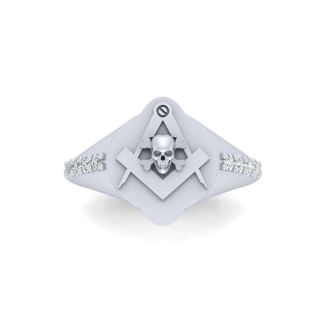 Entered Apprentice Ring Masonic Square Compass Freemason Skull