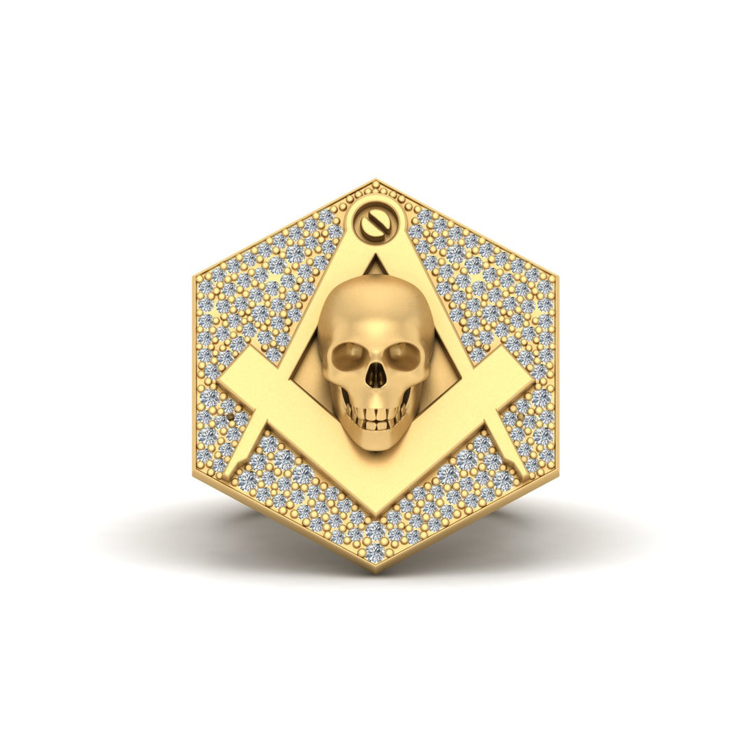 MESH SKULL MASONIC RING