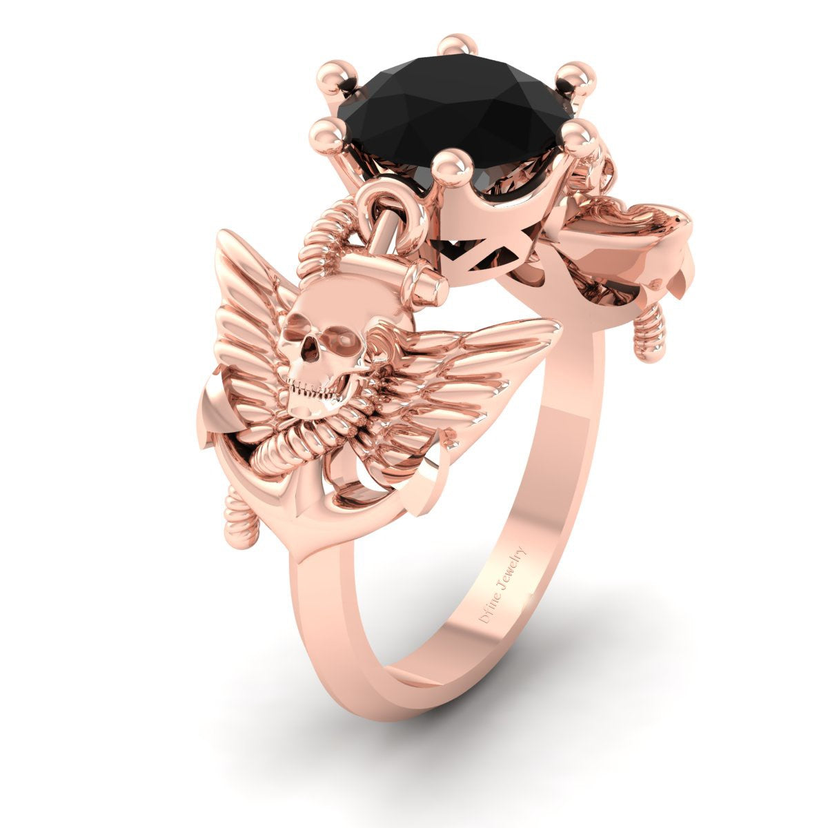 Anchor Wings Skull Ring