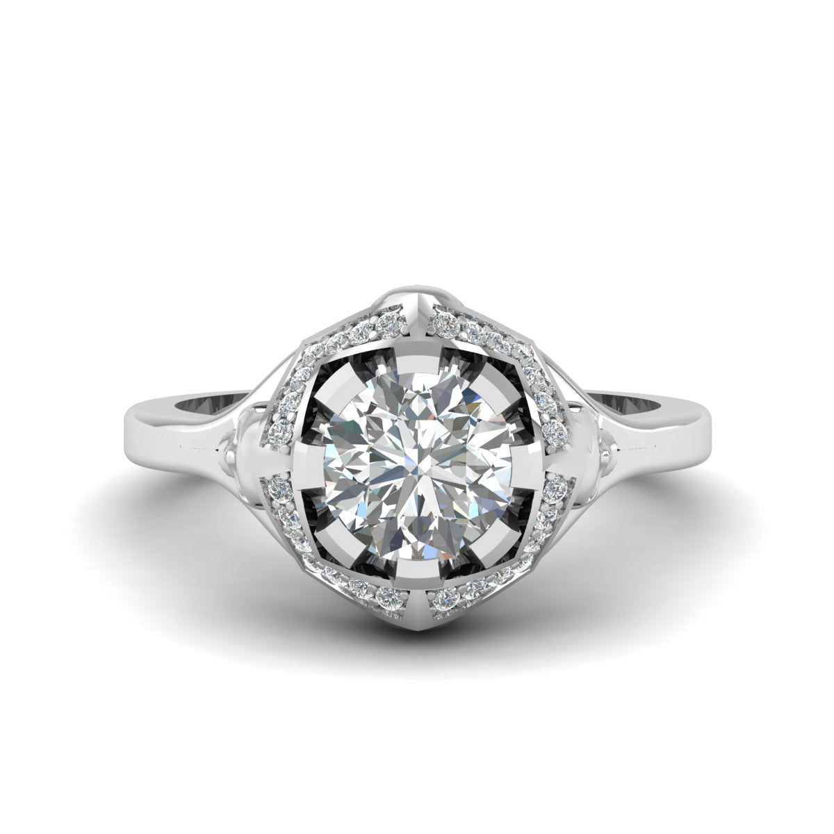 1.45TCW Diamond Skull Wedding Ring