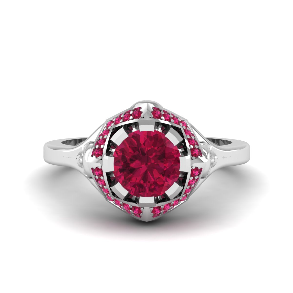 1.45TCW Ruby Skull Engagement Ring