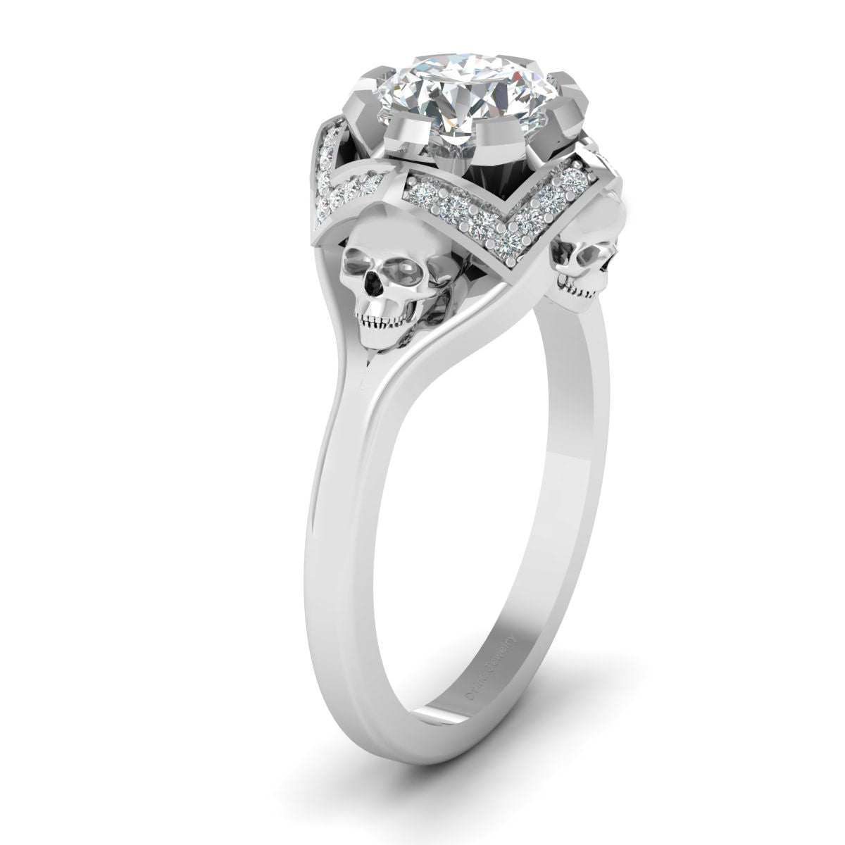 1.45TCW Diamond Skull Wedding Ring
