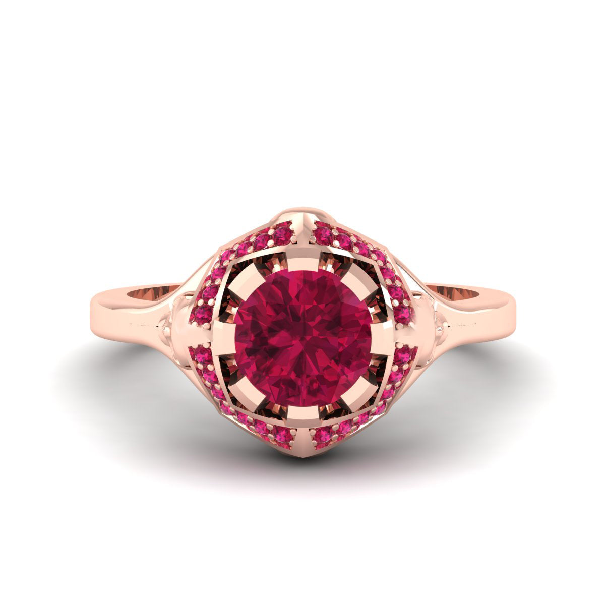1.45TCW Ruby Skull Engagement Ring