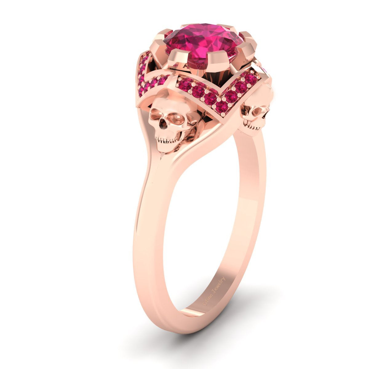 1.45TCW Ruby Skull Engagement Ring