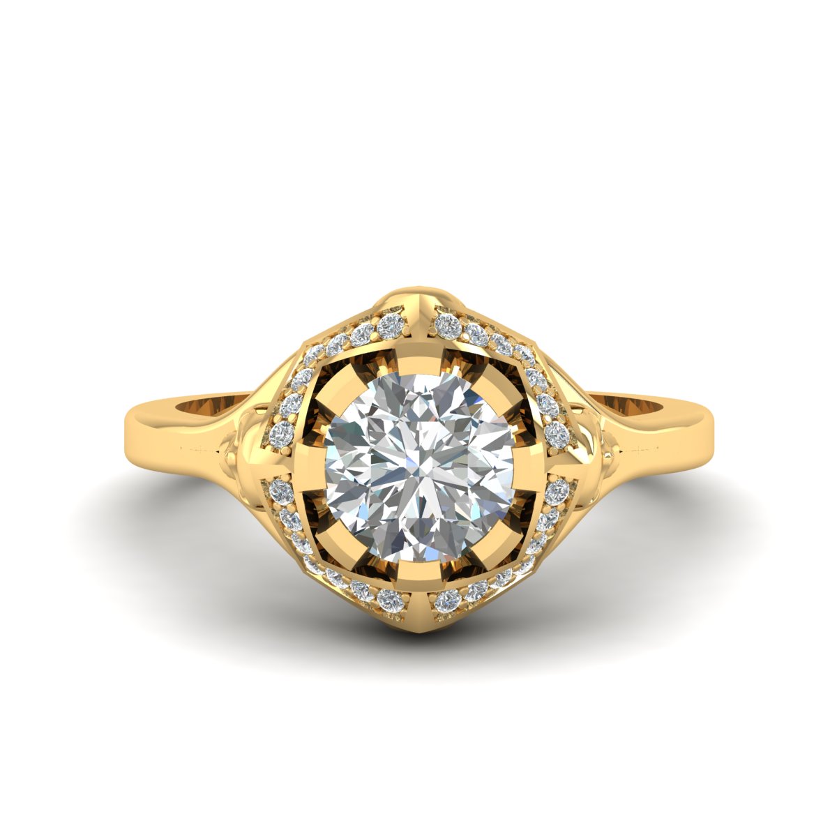 1.45TCW Diamond Skull Wedding Ring