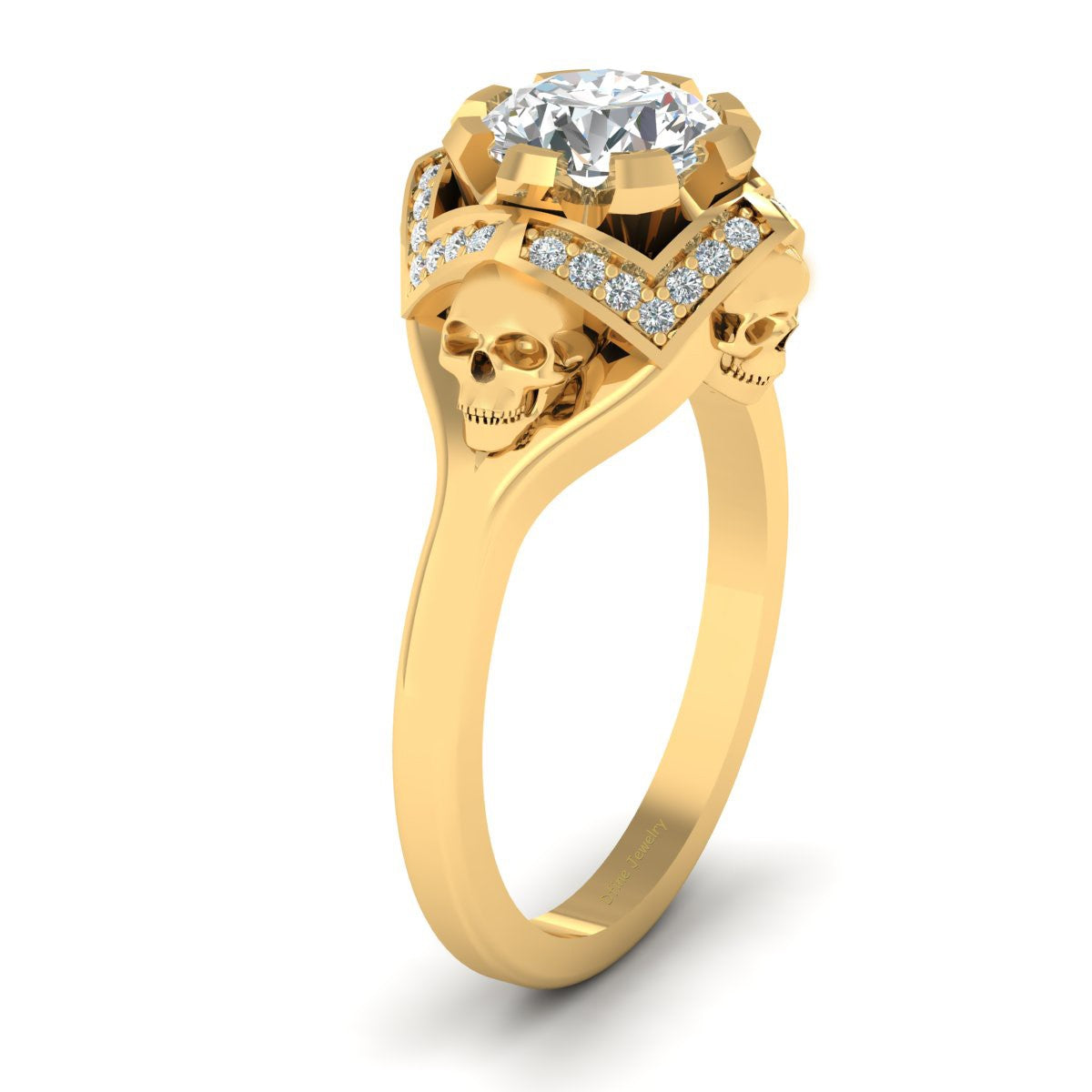 1.45TCW Diamond Skull Wedding Ring
