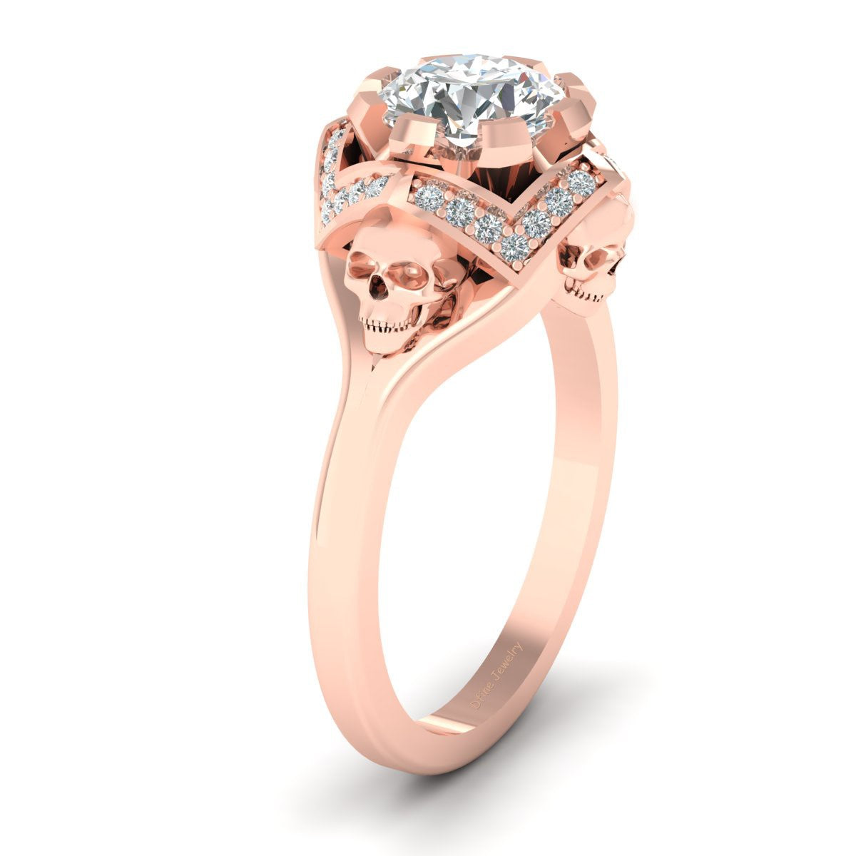 1.45TCW Diamond Skull Wedding Ring