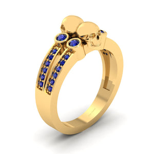 Skull Gothic Wedding Ring 0.35TCW Blue Sapphire Skull Jewelry