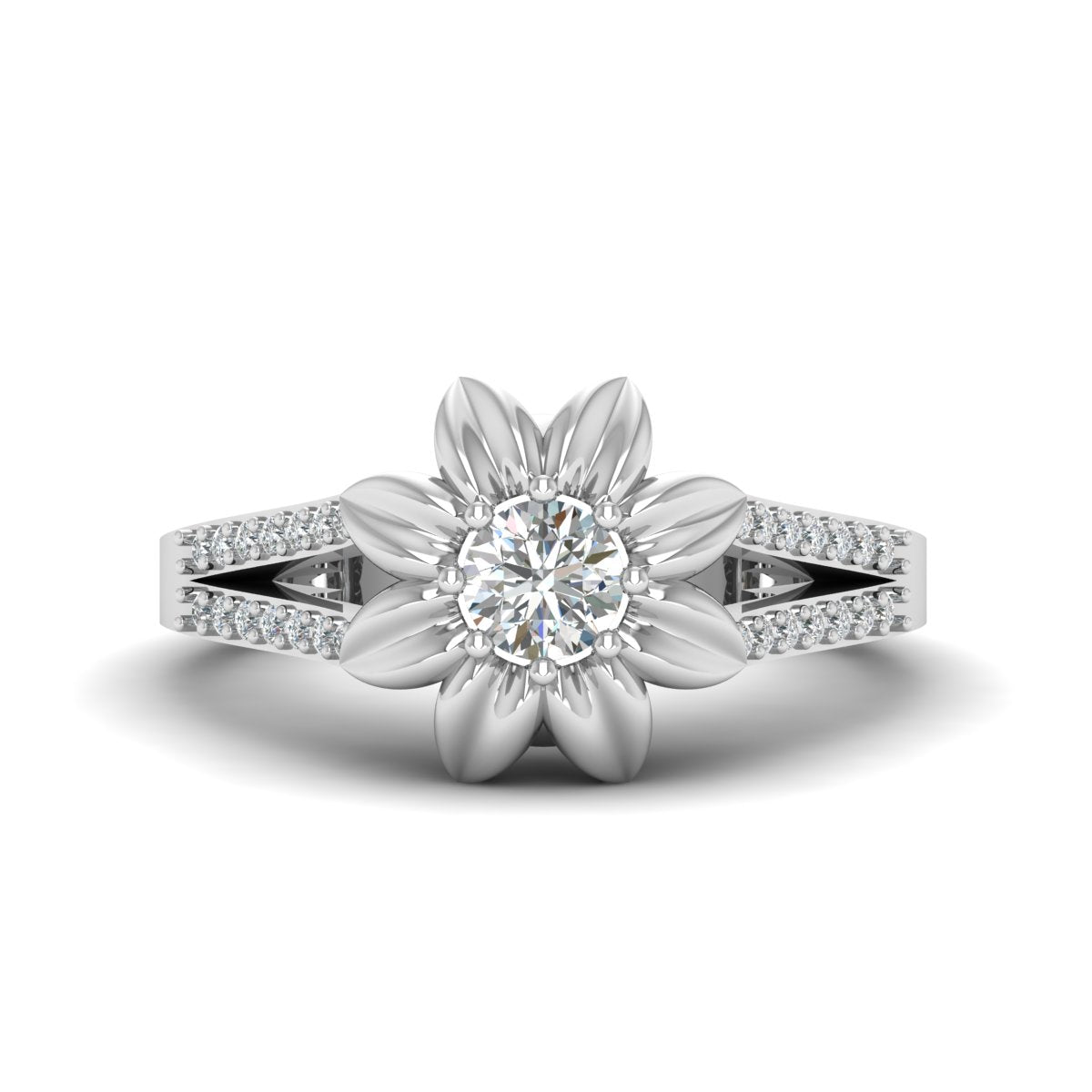 Diamond Skull Flower Ring