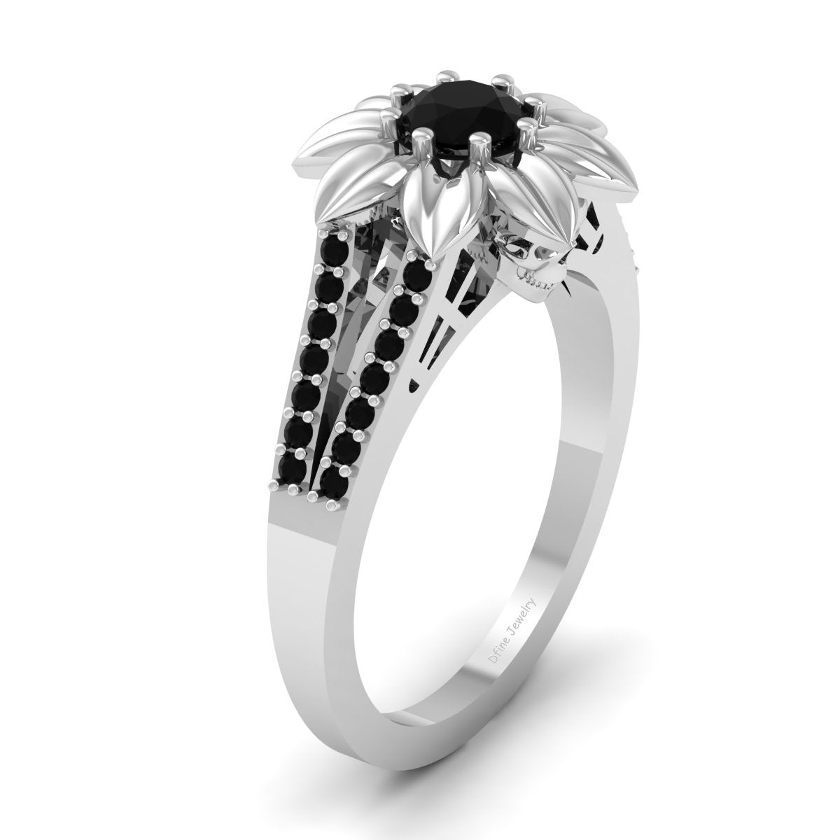 Skull Flower Wedding Ring