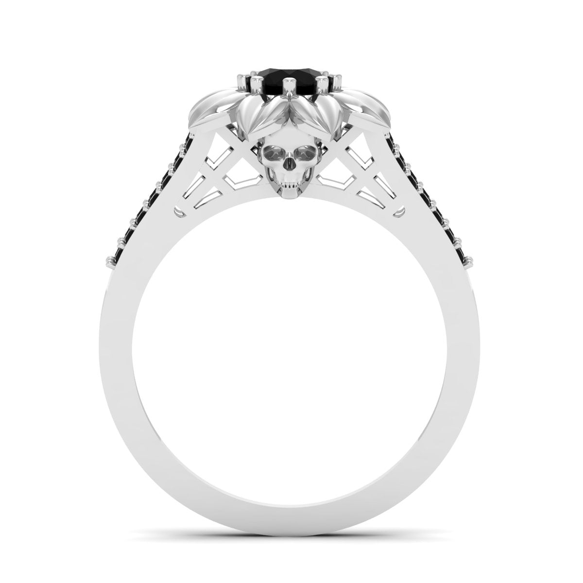 Skull Flower Wedding Ring