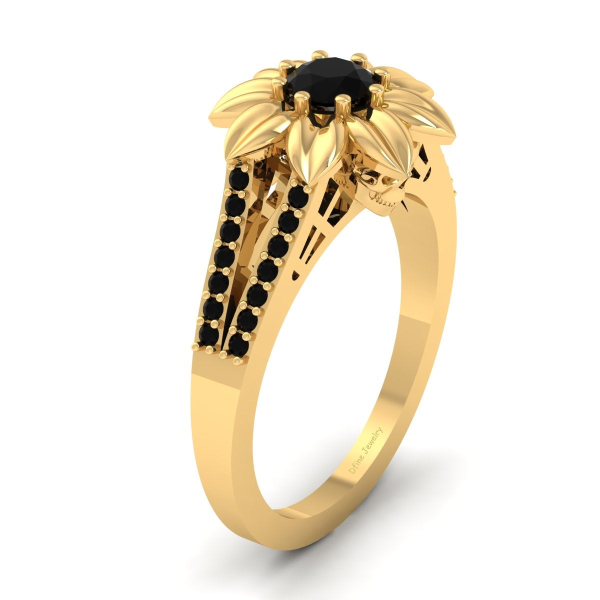 Skull Flower Wedding Ring