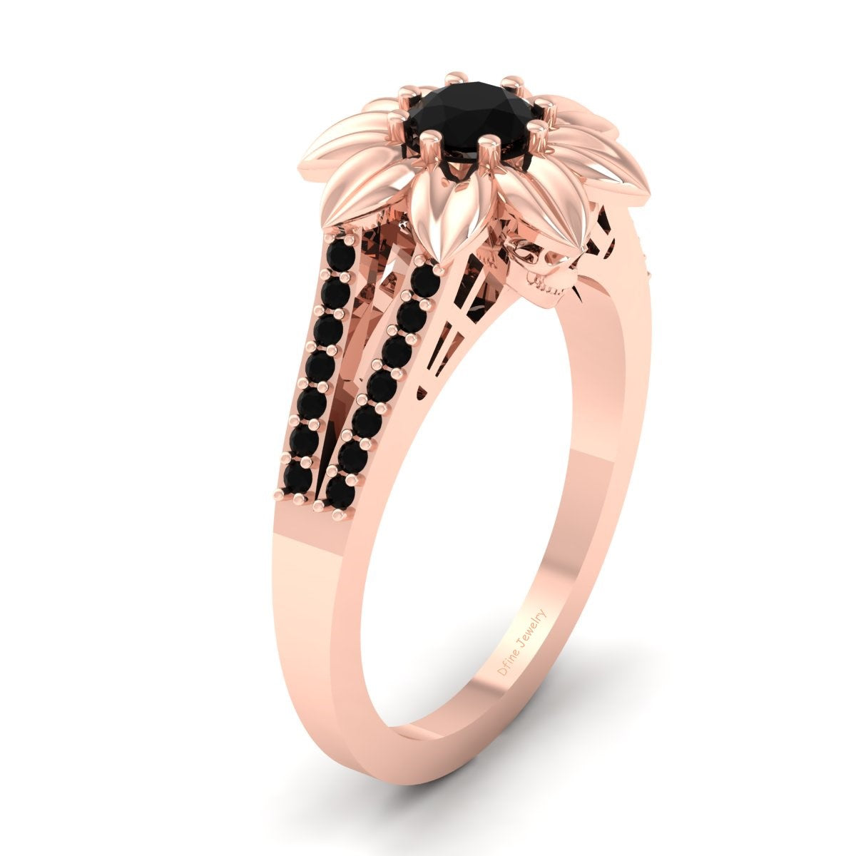Skull Flower Wedding Ring