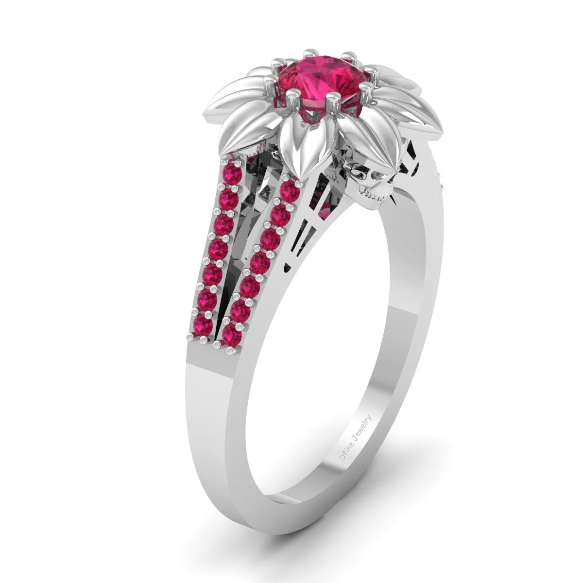 FLOWER SKULL ENGAGEMENT RING