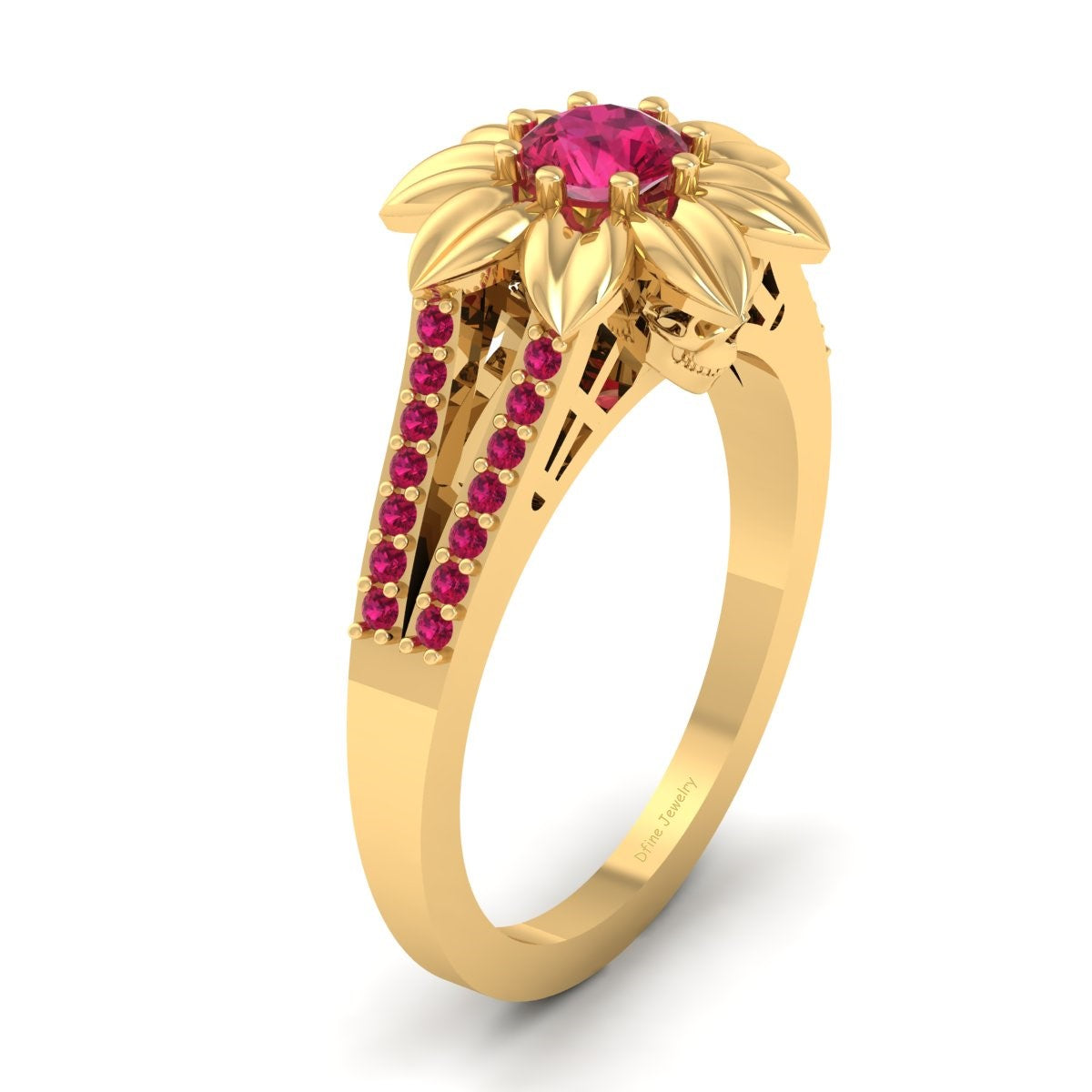 FLOWER SKULL ENGAGEMENT RING