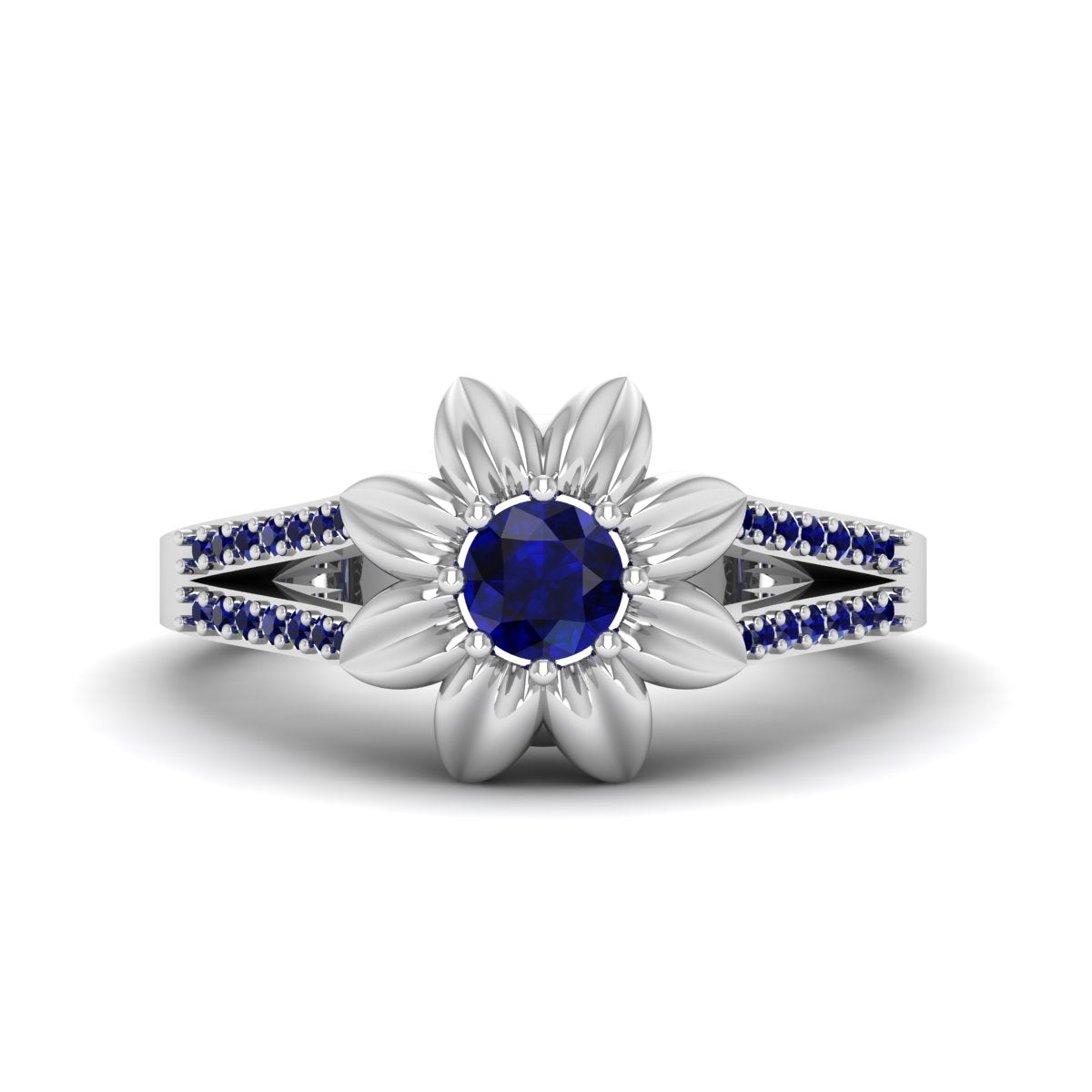 Sapphire Skull Flower Ring