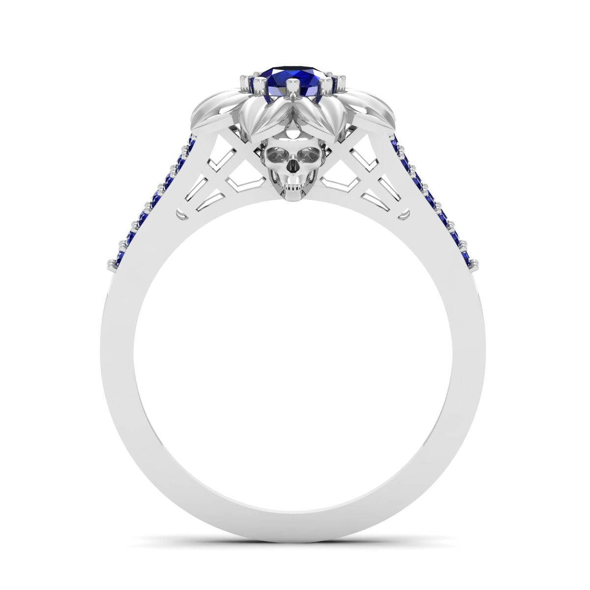 Sapphire Skull Flower Ring