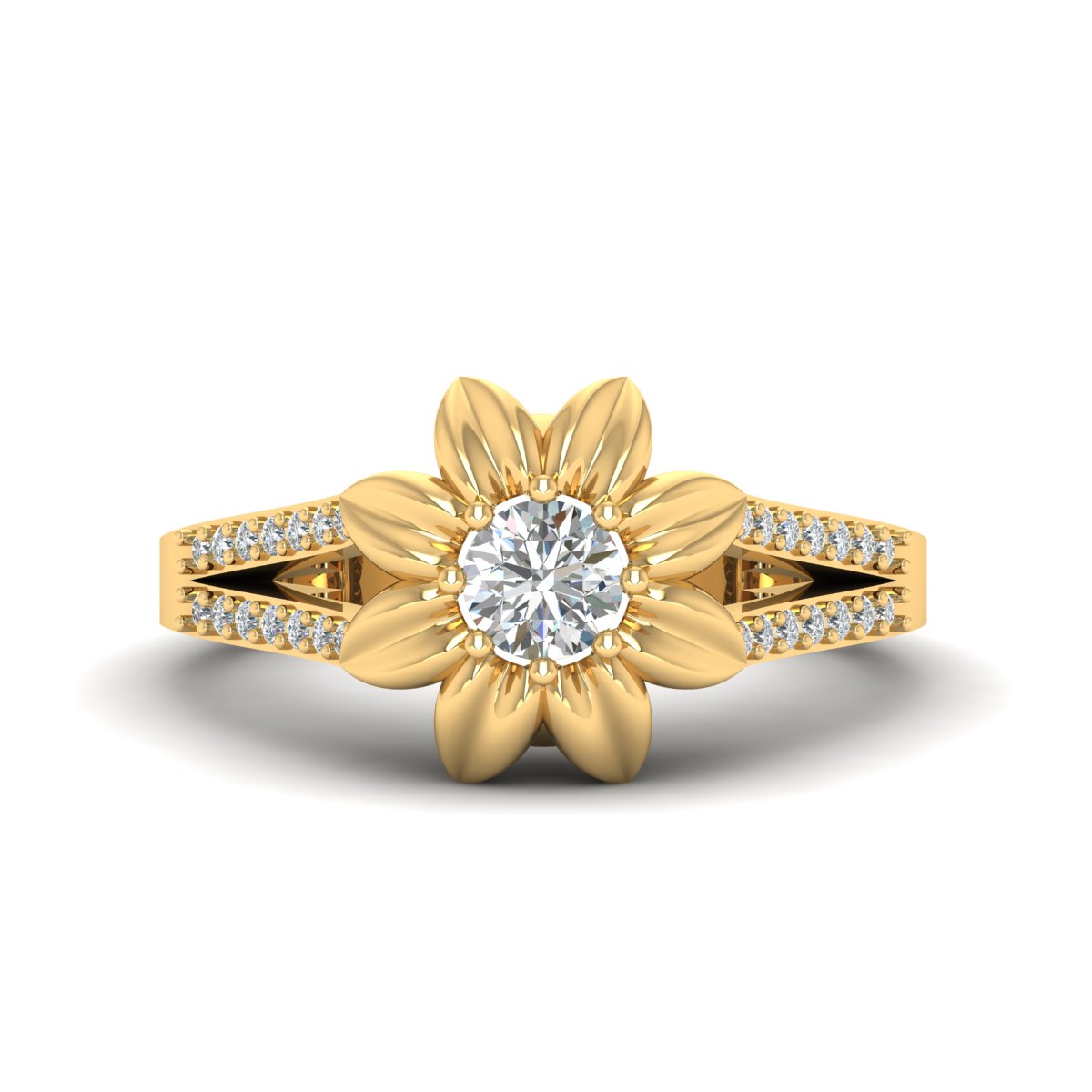 Diamond Skull Flower Ring