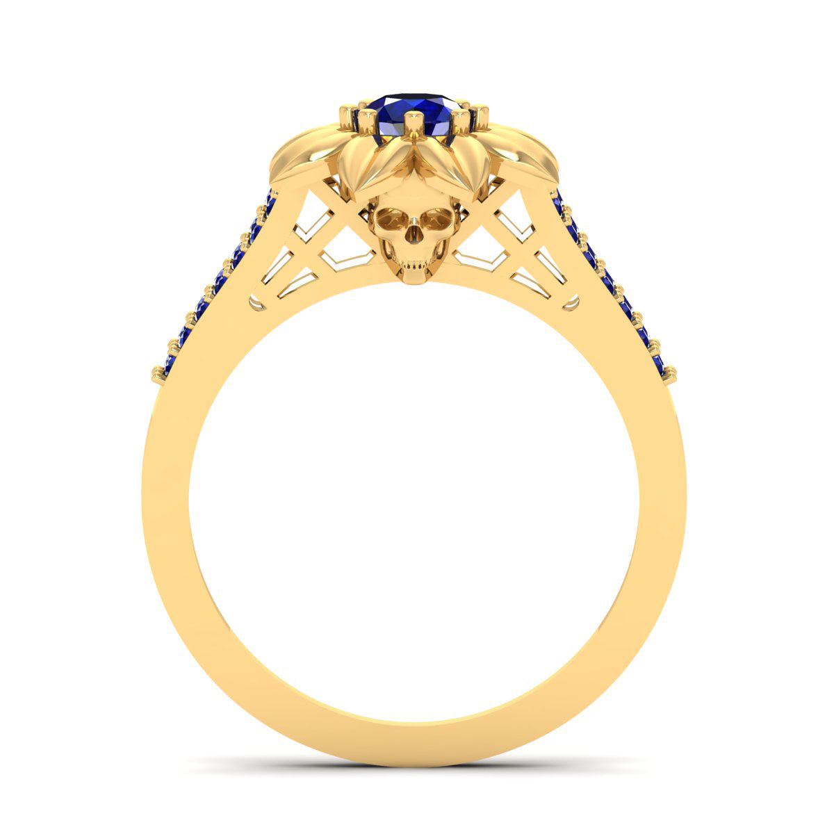 Sapphire Skull Flower Ring