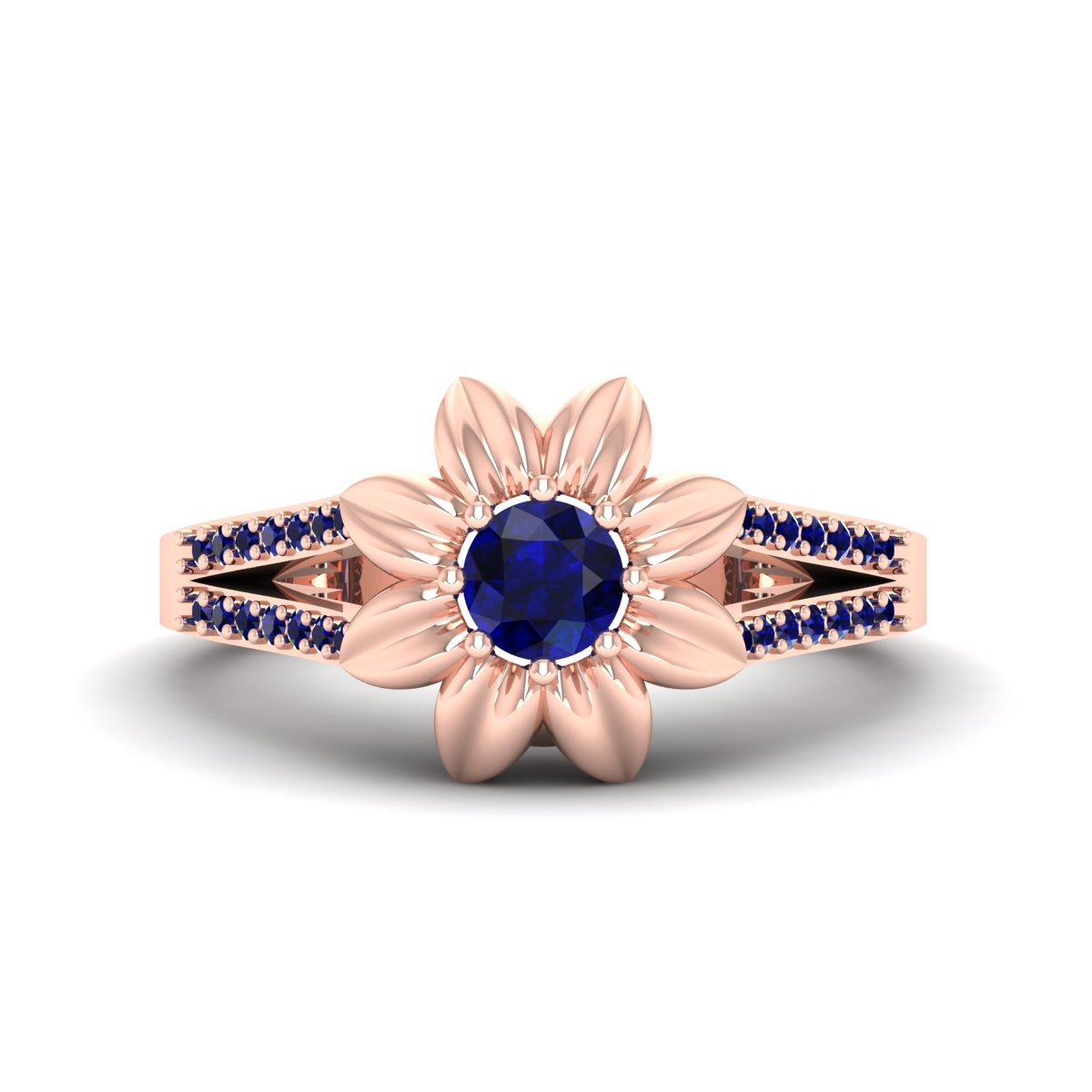 Sapphire Skull Flower Ring