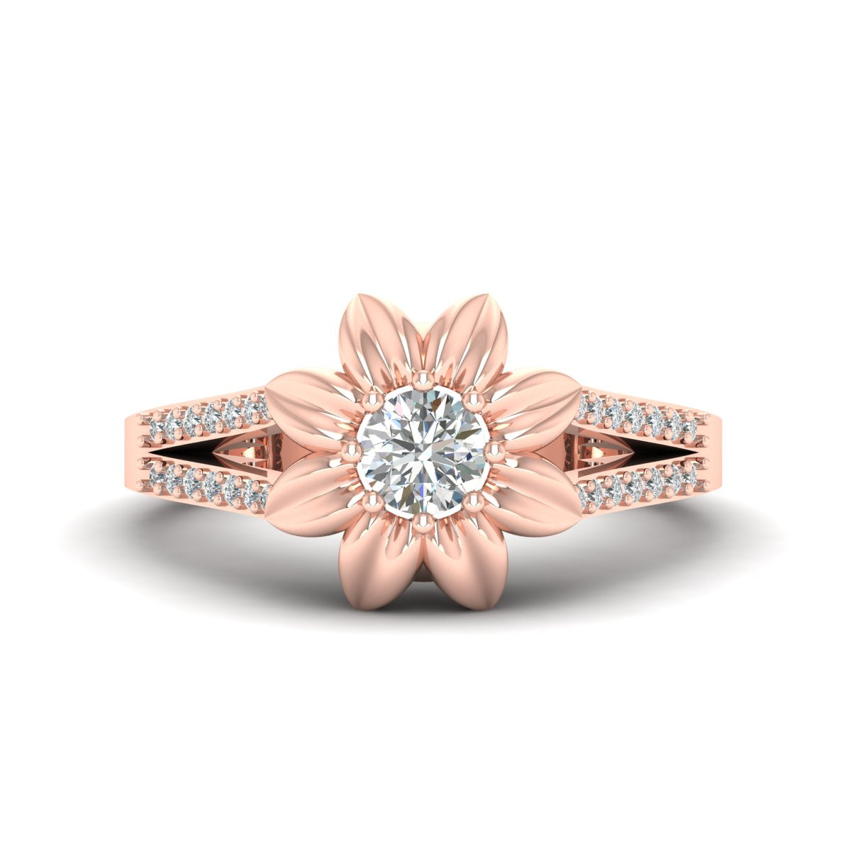 Diamond Skull Flower Ring