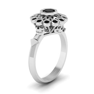 Octagon Onyx Skull Engagement Ring Gothic Skull Ring Womens