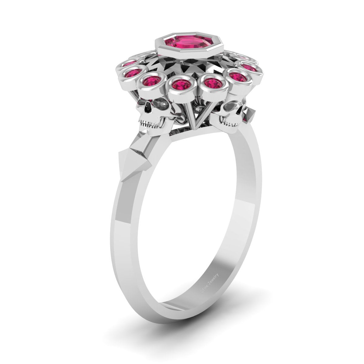 0.45TCW Ruby Skull Engagement Ring